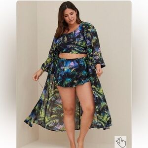 Torrid MAXI CHIFFON TIE-FRONT COVERUP KIMONO 2X